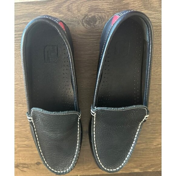 Foot Joy Mens Loafers Club‎ Casuals Black Leather Golf Driving Shoes Sz 7 79072